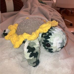 Hand-made crochet sunflower turtle